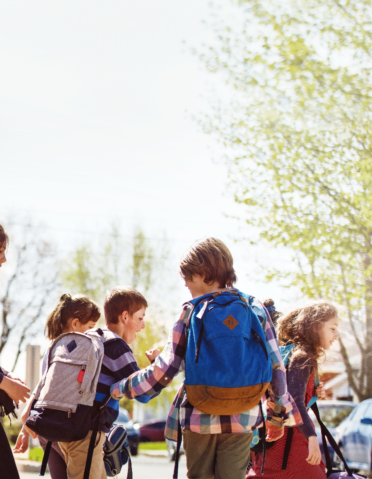 School kids crossing street