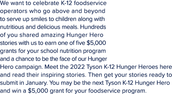 We want to celebrate K-12 foodservice operators who go above and beyond to serve up smiles to children along with nut...